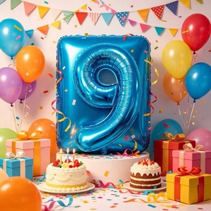 Party Love Balloon Numero Blue N9 100cm 12 pcs Bag for celebrating ages, anniversaries, or themed events - Product Image 6