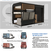 Unité de conversion modulaire pour camping-car : Cuisine et chambre à coucher encastrables, design intérieur extensible pour fourgonnettes