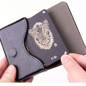 Stylish Pocket Pu Leather <b>Travel</b> Name Holder <b>Wallet</b> Portable Magnetic Business Card Carrier - Product Image 1