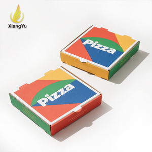 Boîte à <span class=keywords><strong>pizza</strong></span> en carton ondulé avec logo personnalisé imprimé en couleurs vives, 10 pouces, résistante à la graisse, empilable, pour la livraison de restauration rapide - Product Image 1