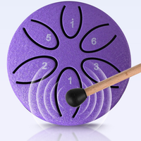 Tambour à langue en acier inoxydable de 3 pouces, 6 notes, portable, facile à jouer, tons apaisants, instrument de percussion avec mallette