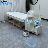 Lit de spa mobile Kisen avec chauffe-eau, anneau d'hydrothérapie et deux réservoirs pour usage domestique, design Zen Flow, facile à nettoyer, compact