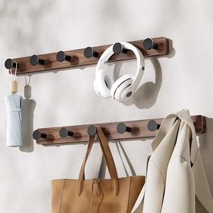 ตะขอแขวนผนังไม้วอลนัทแบบติดผนัง ที่แขวนเสื้อโค้ทแบบมินิมอลสำหรับทางเข้าบ้าน - Product Image 3
