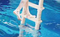 Escalier à double main courante à 5 marches inclinées pour échelle de piscine, marche antidérapante et résistante