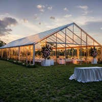 Tente de réception extérieure transparente en PVC et aluminium 15x20m, ignifuge toutes saisons, imperméable UV >3000mm, pour mariages et événements