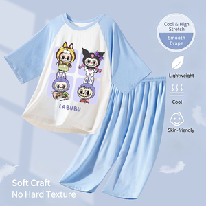 <span class=keywords><strong>Pigiama</strong></span> Estivo per Bambine 2026, Set Personalizzato con Motivi Cartoon, Traspirante, Morbido, Sottile, Manica Corta - Product Image 2