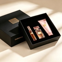 Boîte de parfum noire mate personnalisée de luxe avec logo, boîte rigide en carton avec insert en velours pour coffret cadeau cosmétique