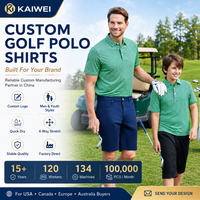 Chemises polo de golf à manches courtes élégantes pour hommes, garçons et enfants, avec logo brodé personnalisé par sublimation, col vert rayé