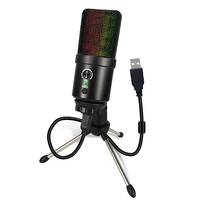 Microphone USB avec lumière LED, microphone à condensateur professionnel avec trépied MIC