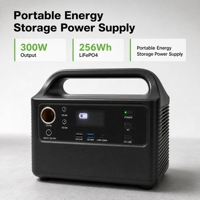 Station d'alimentation portable LiFePO4 300W 256Wh, générateur solaire, camping, urgence, onduleur à onde sinusoïdale pure 100W MPPT 12.8V