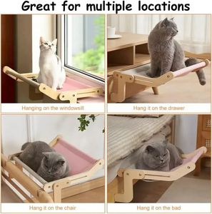 Hamaca Ecológica para Gatos con Soporte de Madera Desmontable, Cubierta Extraíble y Diseño Transpirable - Cama Interior para Mascotas - Product Image 6