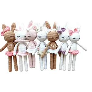कस्टम रंग कार्बनिक कपास बनी crochet खरगोश गुड़िया कस्टम आलीशान गुड़िया