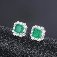Factory Wholesale Affordable Vintage 925 Sterling Silver Natural Emerald Stud Earrings Fine Jewelry for Women OEM ODM
