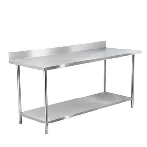 Factory Price Hotel Kitchen Round Adjustable Feet Stainless Steel Shelf Food Preparation Working Table