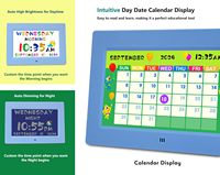 Cadre photo numérique 7 pouces avec horloge pour enfants, lecteur vidéo 1024x600 compatible AVI/MP4/MP3 pour salles d'étude des enfants