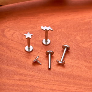 316L thép không gỉ mặt trăng sao chéo labret Lip Stud Vật liệu phẫu thuật sụn Helix tragus cơ thể không thấm nước piercing đồ trang sức - Product Image 6
