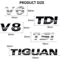 Autocollant 3D ABS pour logo de voiture V6 V8 TSI TDI, emblème de coffre arrière
