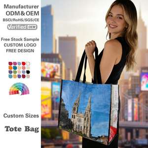 Fabricant de sacs tissés écologiques laminés personnalisés, sac de shopping réutilisable imperméable en polypropylène tissé enduit d'OPP pour Intermarché - Product Image 1