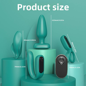 Set Telecomandato BlueRabbit in Quattro Pezzi, Dispositivo per il Piacere Femminile, Plug Anale, Anello di Bloccaggio Maschile, Dispositivo Indossabile per la Masturbazione Femminile - Product Image 2