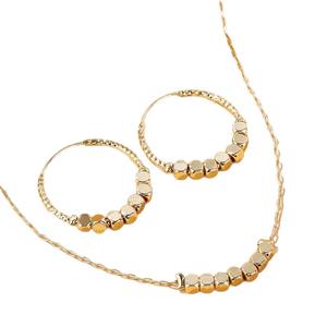 Kinnear Colorfast Dubai <span class=keywords><strong>18</strong></span> carats <span class=keywords><strong>or</strong></span> filles ensemble de <span class=keywords><strong>bijoux</strong></span> fantaisie dames africaines cube d'<span class=keywords><strong>or</strong></span> balancent grandes boucles d'oreilles en perles collier - Product Image 6