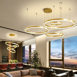 Ballsaal Ring Kronleuchter Glitter Copper Art Puzzle Blast Pendel leuchten Nordic Hall Dekorative Decken leuchte - Product Image 1