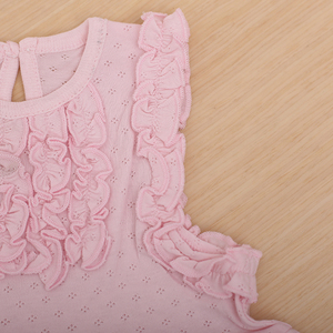 100% cotone traspirante bella petalo manica doppio strato vestiti da estate per i bambini - Product Image 4