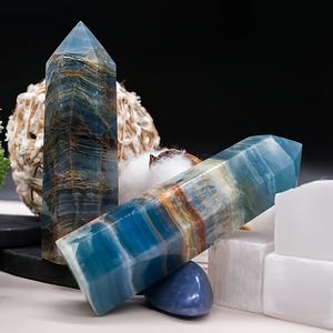 Tour de cristal en pierre d'onyx bleue naturelle polie de style bohème en gros pour une décoration intérieure unique et des cadeaux de vacances - Product Image 3