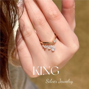 King Silver Jewelry Tassel <b>Ring</b> S925 Sterling Silver Gold Plated <b>Crystal</b> Rhinestone Cocktail <b>Ring</b> Women's Everyday Wear - Product Image 2