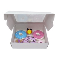 Boîte en carton ondulé blanc recyclable avec fenêtre pour beignets et gâteaux, design pliable, pelliculage mat, commandes personnalisées acceptées