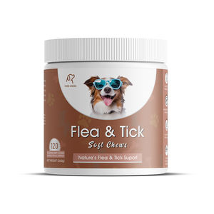 مكملات غذائية طبيعية للكلاب بنكهة مخصصة لدعم صحة الجلد ومكافحة البراغيث والقراد، تحتوي على الثوم وخميرة البيرة، متاحة بعلامة تجارية خاصة - Product Image 6