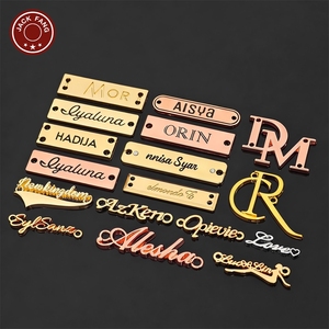 JACK FANG Custom Metal 3D Embossed Logo Labels For Garment Rectangle Laser Cut Gold Rose Gold <b>Names</b> <b>Tags</b> - Product Image 1