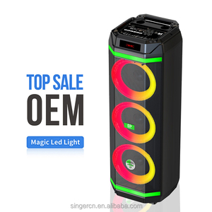 DIPAOER DP-2889 Triple <strong>8</strong>" Stereo Woofer Karaoke Speaker 2 Microphones RGB Light HIFI Bass Wireless Outdoor Computer Mobile Phone - Product Image 3