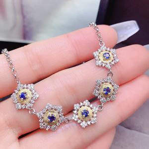 Sconto stile classico 925 argento Sterling naturale zaffiro braccialetto regalo perfetto per le donne - Product Image 2