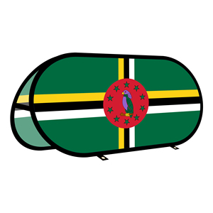 Bannière ovale pop-up Dominica en tissu tricoté warp-knit pour la promotion publicitaire en extérieur, tente extérieure - Product Image 1