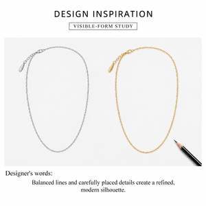 Collier en acier inoxydable à chaîne fine avec placage sous vide en or 14 carats, 41+8 cm, bijoux minimalistes pour superposition - Product Image 2