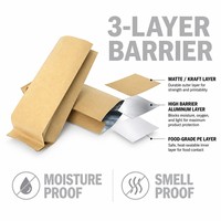Sac à café en papier kraft personnalisé avec soufflet latéral et valve, biodégradable, respectueux de l'environnement, de qualité alimentaire, pour l'emballage du thé, 250g 500g