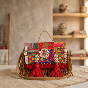 Meilleures ventes : Sacs à main décontractés en cuir véritable faits à la main, style traditionnel indien, grande capacité, légers, avec fermeture éclair - Product Image 5