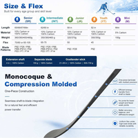 Bâton de hockey sur glace de haute qualité en fibre de carbone, lame composite P28/P91, 375 g, léger, flex 20, 102 Pro, test de flexion à 3 points