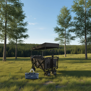 Carrello Pieghevole Outdoor Master con Ruote da 4 Pollici per Tutti i Terreni, Tettuccio Rimovibile, Carrello da Campeggio Pieghevole Blu Scuro - Product Image 2