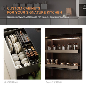 Vente directe d'usine, armoires de cuisine modulaires RTA au design moderne, finition <span class=keywords><strong>placage</strong></span> écologique, avec portes vitrées à glissières. - Product Image 5