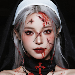 Halloween Visage Autocollant <span class=keywords><strong>Tatouage</strong></span> Temporaire Maquillage Visage Cicatrice Sang Cicatrice <span class=keywords><strong>Tatouage</strong></span> Imperméable Convient pour le Visage et le <span class=keywords><strong>Cou</strong></span> - Product Image 2
