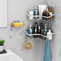 Étagère d'angle murale sans perçage pour cuisine et salle de bain, panier de rangement de douche à tension, caddies de douche