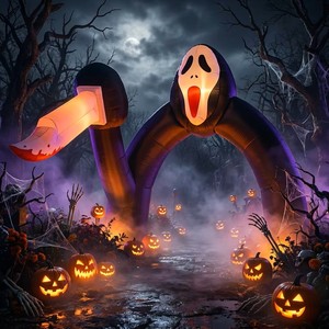 Fantasma <span class=keywords><strong>de</strong></span> Halloween con Cuchillo <span class=keywords><strong>de</strong></span> 6m para Arco, Escultura Inflable Oxford, Decoración para Fiestas, Centros Comerciales, Bares, Pieza <span class=keywords><strong>de</strong></span> Exhibición Grande - Product Image 2