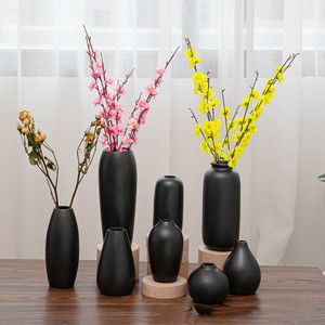 Jarrón de flores tradicional de China, jarrón de cerámica de varias formas en negro, jarrón de porcelana de belleza - Product Image 2