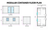 Maison conteneur pliable à 2 chambres, préfabriquée, pour logement de travailleurs
