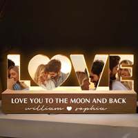 Vente flash pour la Saint-Valentin, ornement lumineux LED personnalisé avec photo imprimée en acrylique UV QGF, cadeau pour petite amie, femme et amant
