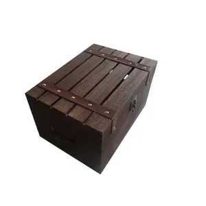 Vintage Wooden Crate Storage Box with Lid Custom Wood Crates Chest Manufacturer Wine Bottle/Fruit Crate Toy Organizer Supplier