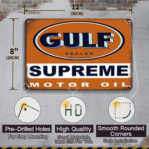 Plaque en métal vintage Mobil Gulf Sinclair Motor Oil, <span class=keywords><strong>d</strong></span>écor mural de <span class=keywords><strong>garage</strong></span>, gargoyle, concessionnaire, équipe de course rétro, man cave, plaque en étain - Product Image 4
