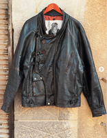 Veste aviateur vintage pour homme, col montant, fermeture asymétrique, boucle métallique, multi-poches, style streetwear