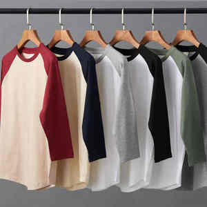 Venta al por mayor logotipo personalizado moda de verano 3/4 manga béisbol camiseta bordado Puff 3D impreso camiseta para hombres - Product Image 1